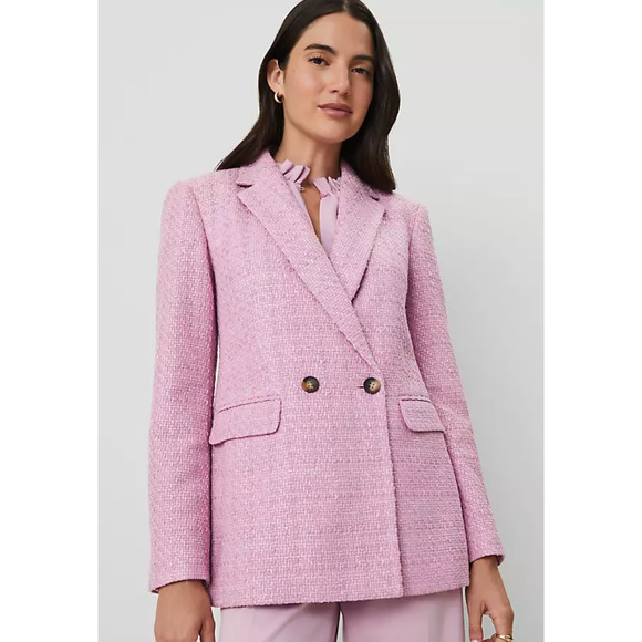 Ann Taylor Jackets & Blazers - NWT ANN TAYLOR CLEAN LILAC CROSBY TWEED DOUBLE BREASTED BLAZER JACKET SZ 8